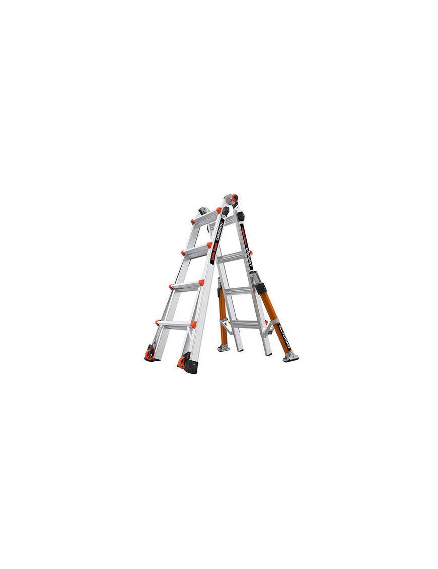 Multileiter Giant Conquest Aluminium 4/7 Tritte- als Anlegeleiter 4.55m, integrierte Teleskop-Stützfüsse