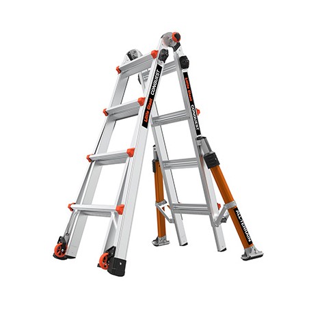 Multileiter Giant Conquest Aluminium 4/7 Tritte- als Anlegeleiter 4.55m, integrierte Teleskop-Stützfüsse